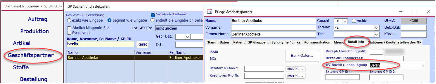 KV Bezirk im Lohnauftraggeber pflegen