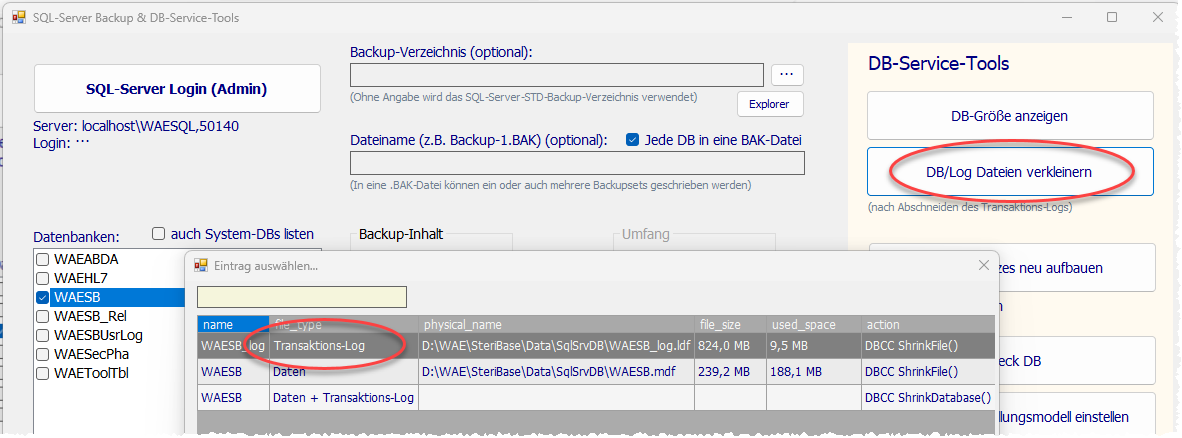 DB/Log Dateien verkleinern