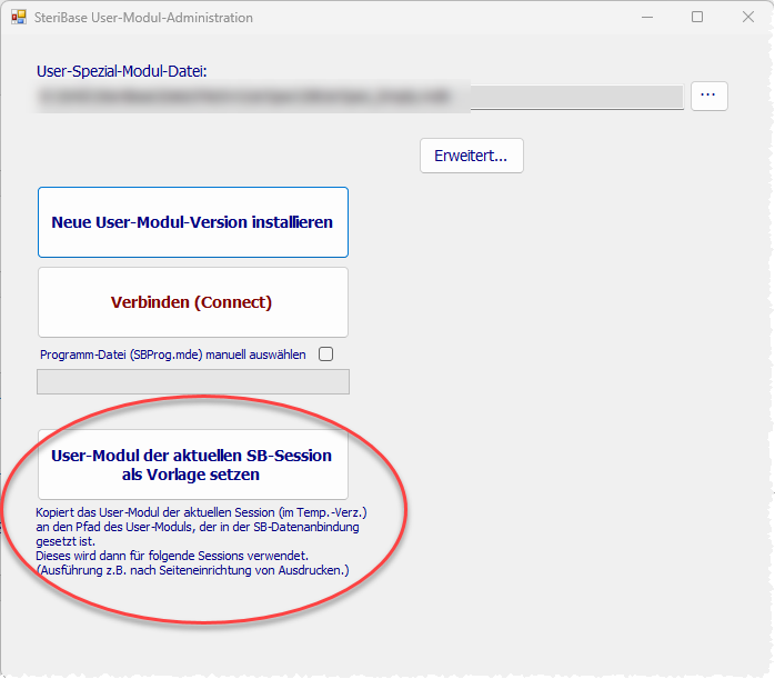 User-Modul der aktuelen SB-Session als Vorlage setzen
