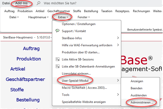 SteriBase Modul einlesen