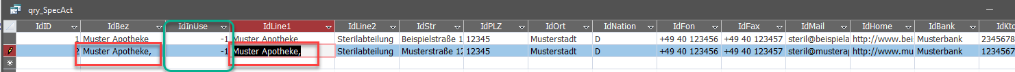SQL-Editor mit Identifikationstabelle