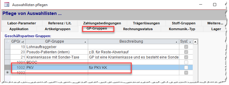 GP-Gruppe PKV erstellen