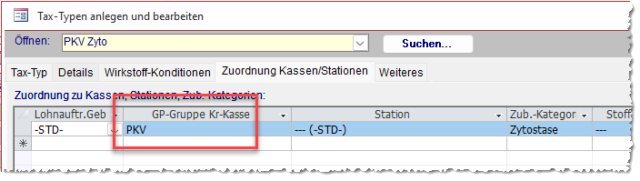 TaxTyp mit PKV-Gruppe verknüpfen
