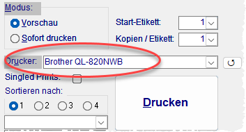Standarddrucker im Vorschlag