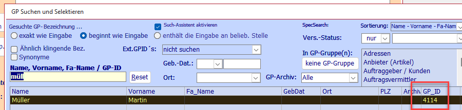 Geschäftspartner mit GPID